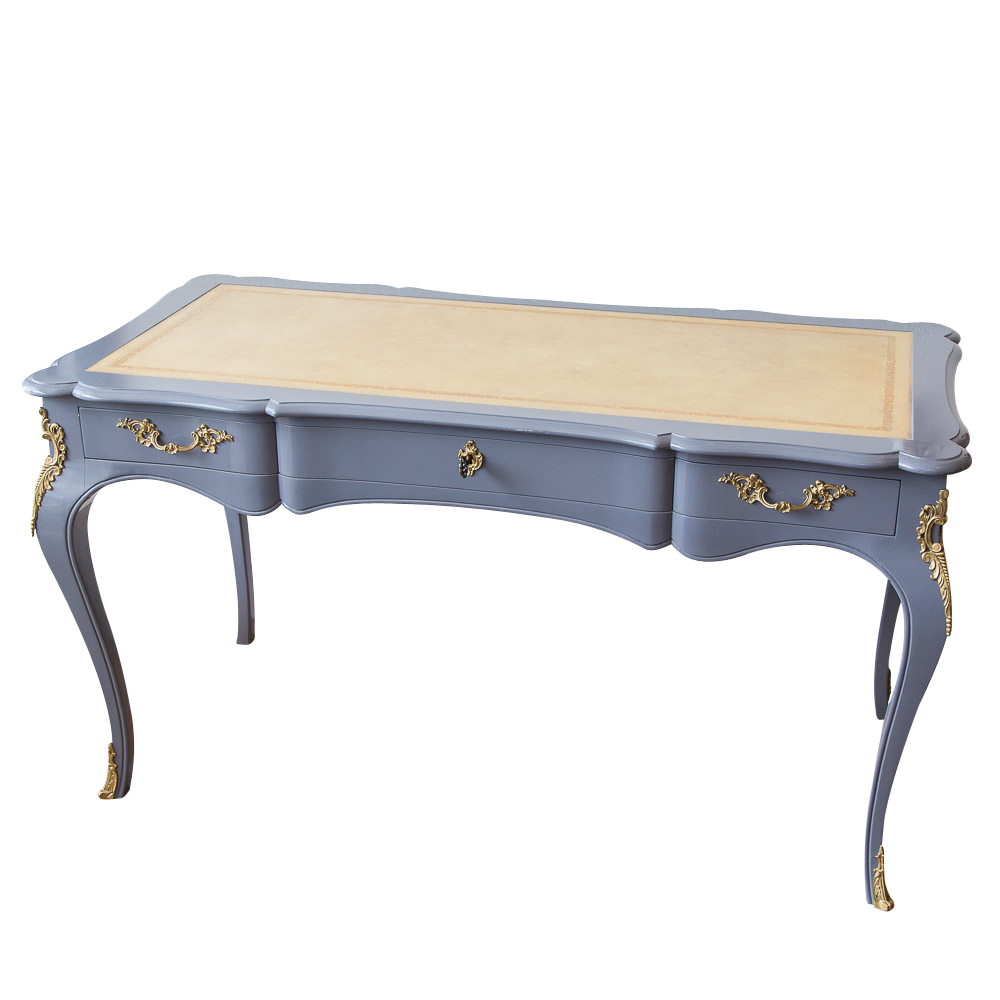 John Widdicomb Dove Grey Laquered French Desk On Antique Row