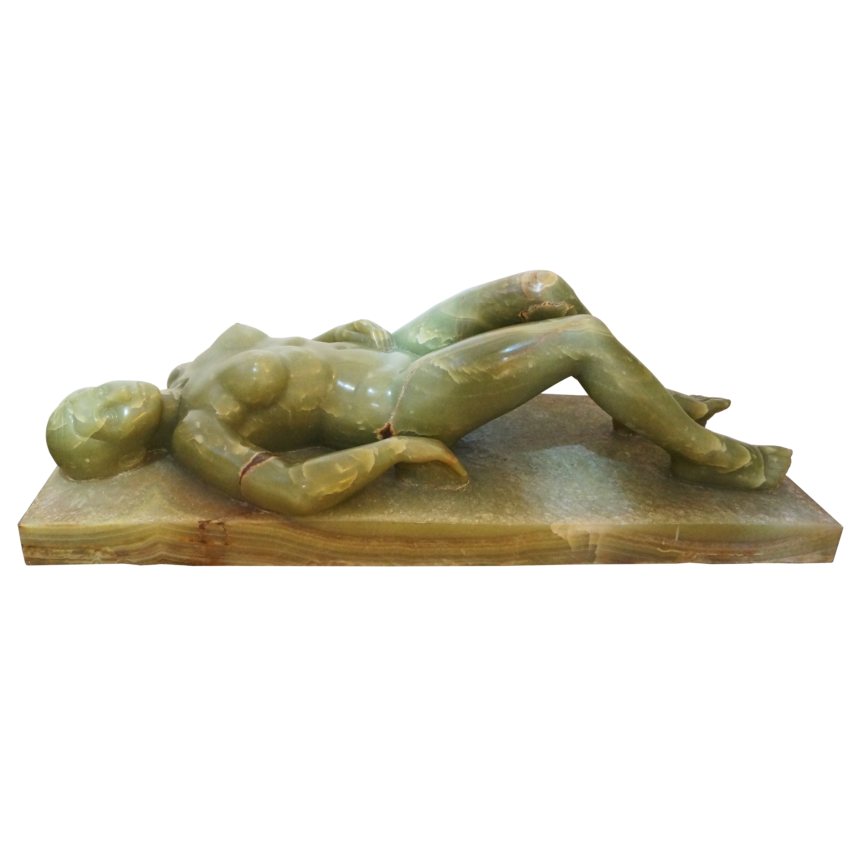 Large-Scale Onyx Sculpture of a Reclining Female Nude by Nuri Tortras : On  Antique Row - West Palm Beach - Florida