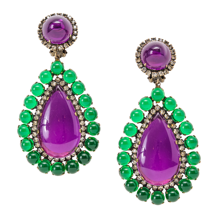 KJL Amethyst and Emerald Colored Dangle Earrings : On Antique Row ...